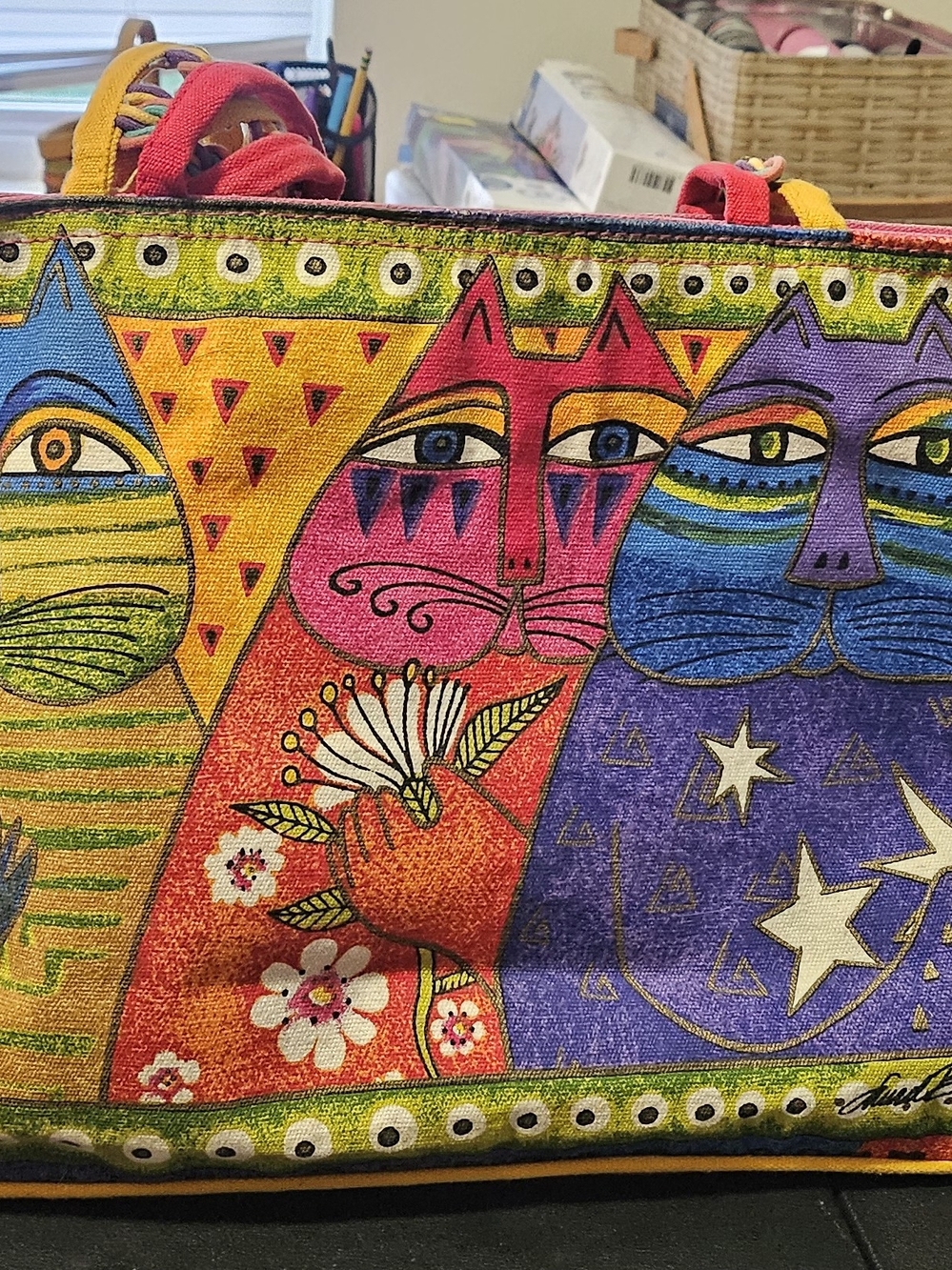 Colorful Cat Print Tote Bag - Multicolor